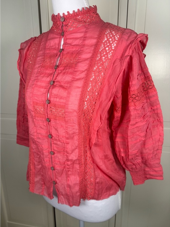 Fp One Tops - FP One Free People Coral Crochet Lace Cotton Gauze Blouse XS